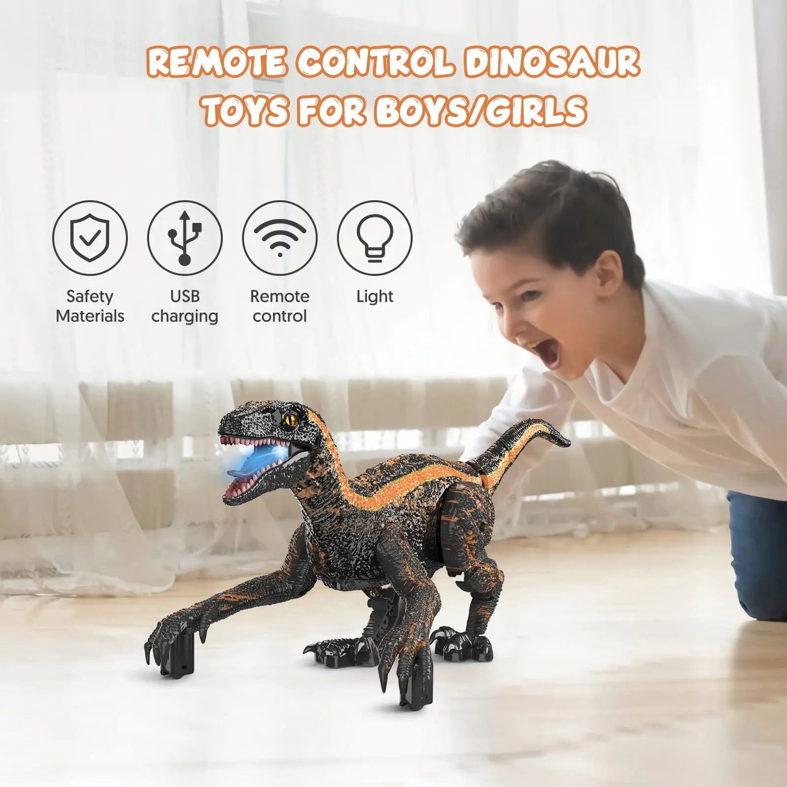 Remote Control Jurassic Dinosaur Toys (With LED Light And Roaring)