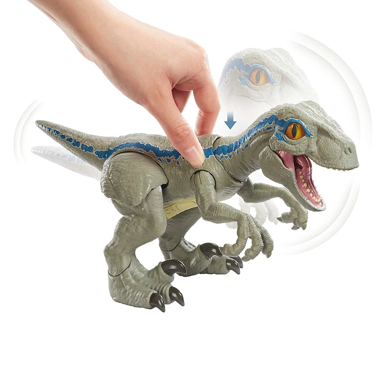 Original Dinosaur Model Blue Velociraptor Joints Move Toys for Boys